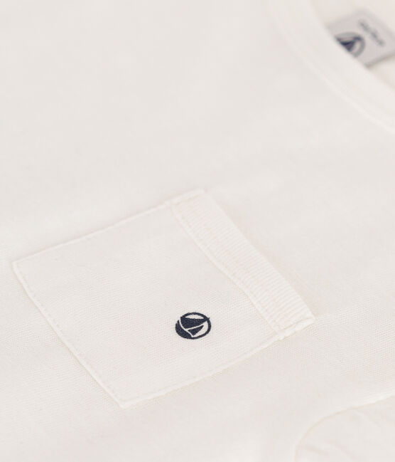 T-shirt met korte mouwen in gevlamde jersey voor baby's wit MARSHMALLOW