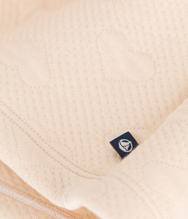 Robe manches longues bi-mati&egrave;re enfant fille &eacute;cru