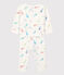Katoenen zeepaardjes babypyjama zonder drukknopen voor baby's wit MARSHMALLOW/wit MULTICO