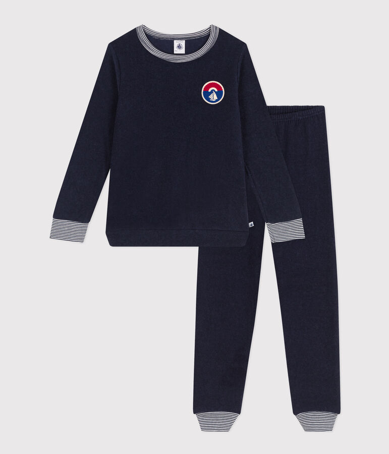 Pyjama en bouclette &eacute;ponge enfant bleu