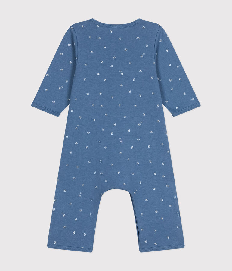Katoenen bodypyjama zonder voetjes blauw/wit
