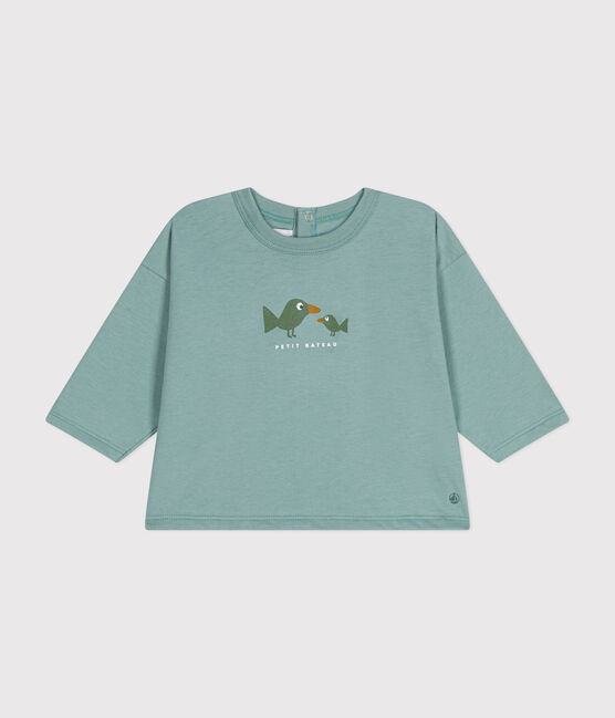 Tee-shirt manches longues en jersey fin bébé vert PAUL
