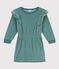 Robe manches longues en bouclette velours unie enfant fille vert BRUT