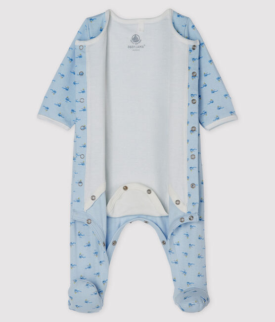 Bodypyjama voor babys van tubic blauw FRAICHEUR/wit MULTICO