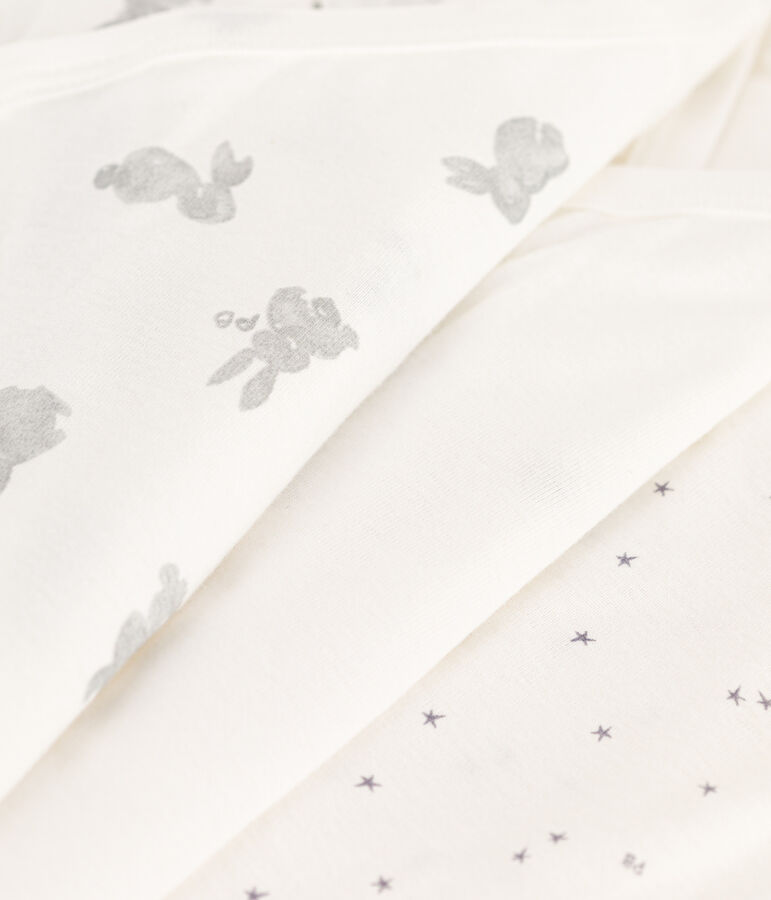 Set van 3 katoenen overslagbody's met konijntjesprint en korte mouwen multicouleur