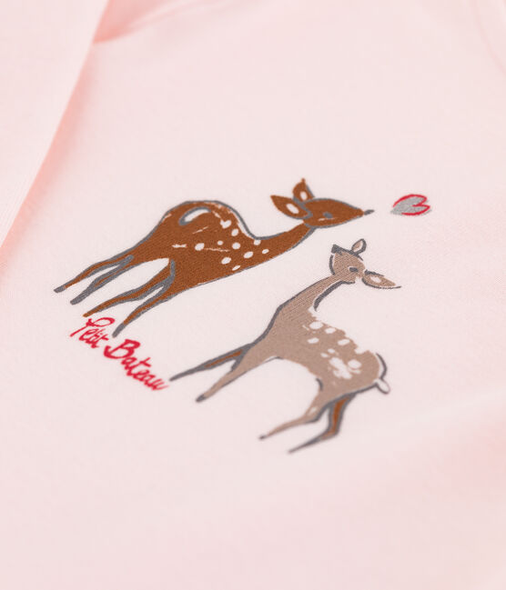 Tee-shirt sérigraphié enfant fille rose FLEUR