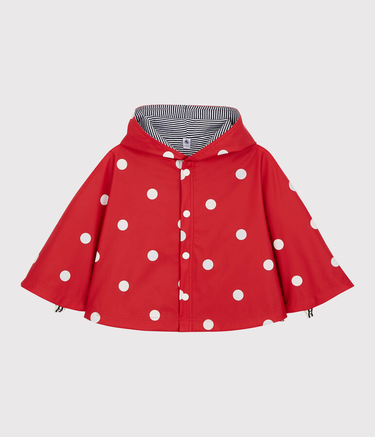 Regencape met stippen voor baby&rsquo;s rood/wit
