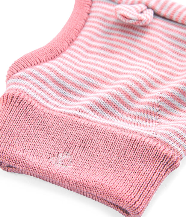 Cagoule b&eacute;b&eacute; mixte rose/blanc