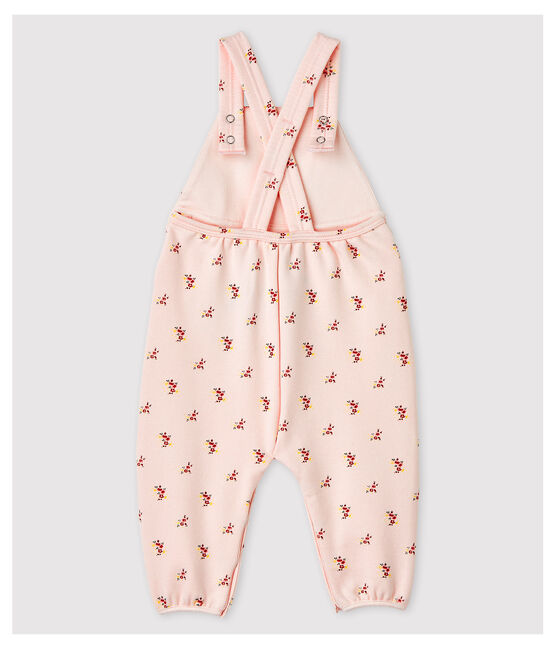 Salopette imprimé en molleton bébé fille rose FLEUR/blanc MULTICO