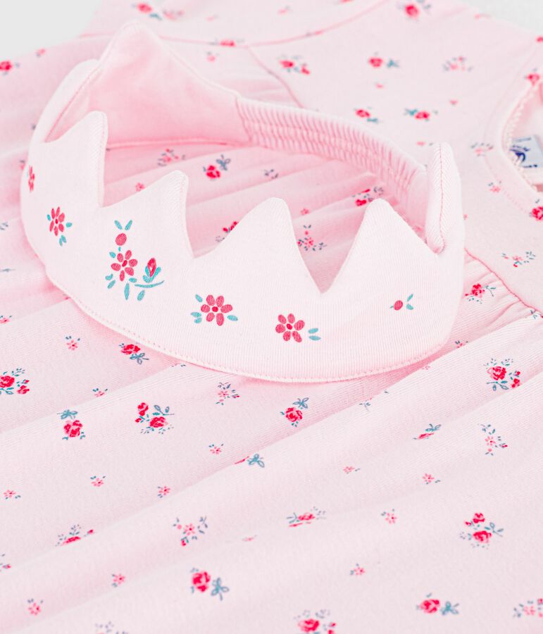 Chemise de nuit d&eacute;guisement et diad&egrave;me enfant en coton rose BARELY/ MULTICO