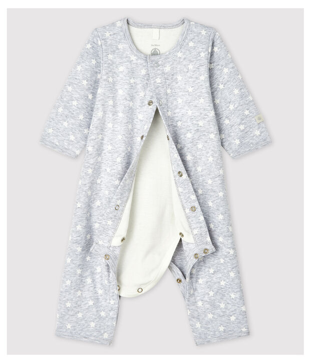 Bodyjama sans pieds b&eacute;b&eacute; en coton biologique gris/blanc