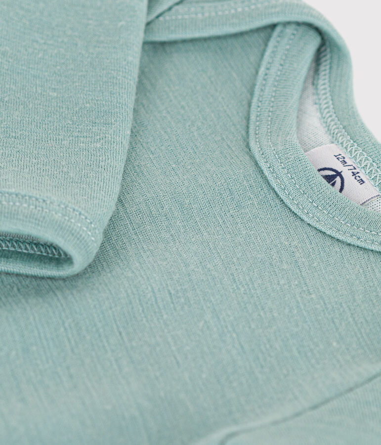Body manches longues b&eacute;b&eacute; en laine et coton vert