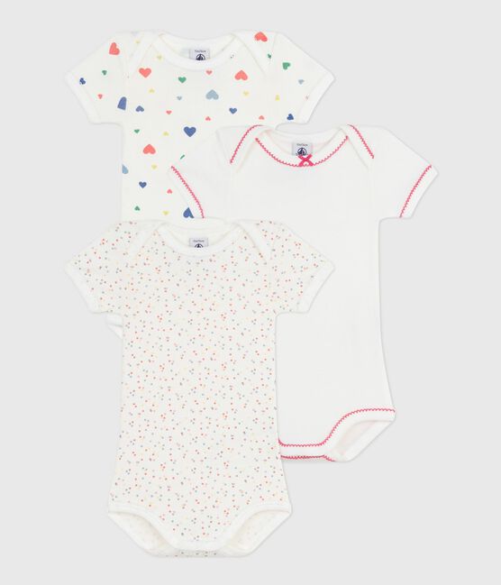 Setje van katoenen babybody's met korte mouwen en hartjesprint variante 1