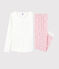 Pyjama fille-femme en coton blanc MARSHMALLOW/rose MINOIS