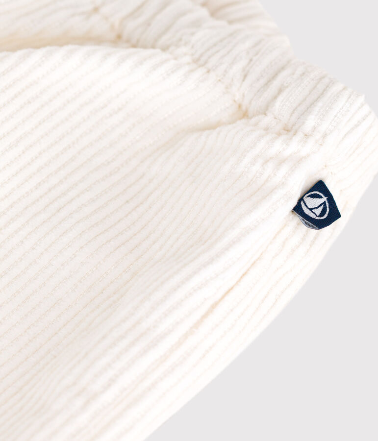 Effen fluwelen babybroekje ecru