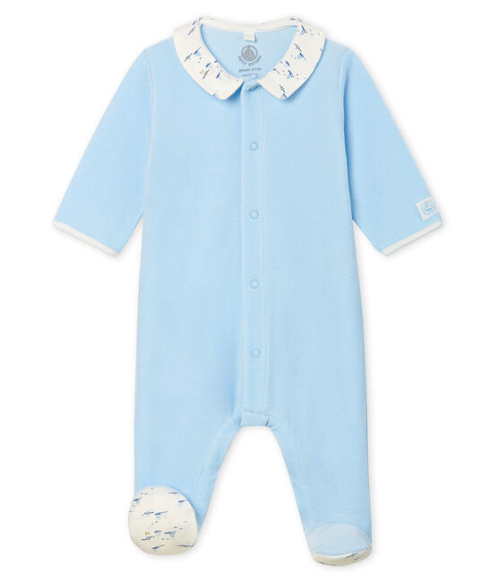 Dors bien bébé garçon en velours bleu TOUDOU