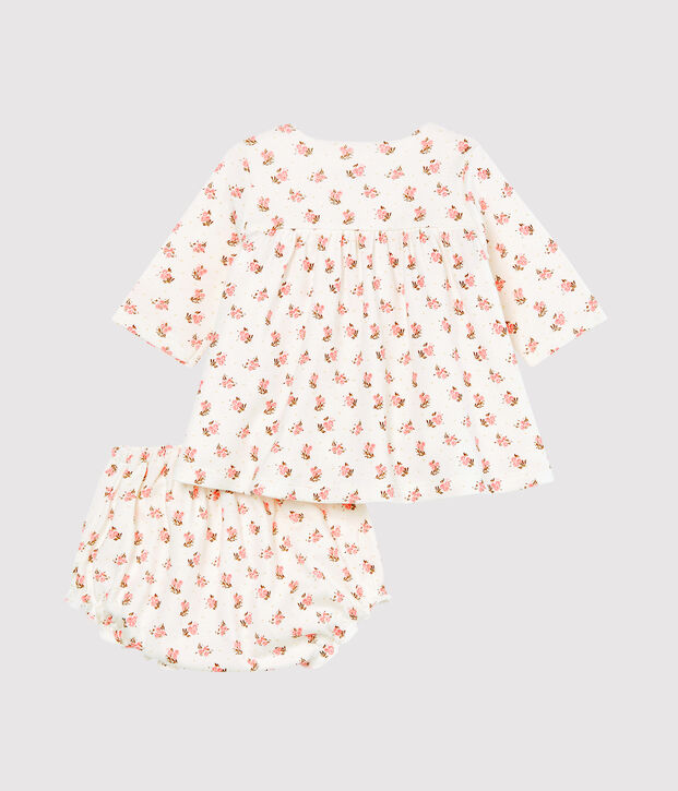 Robe et bloomer b&eacute;b&eacute; fille blanc/multicouleur