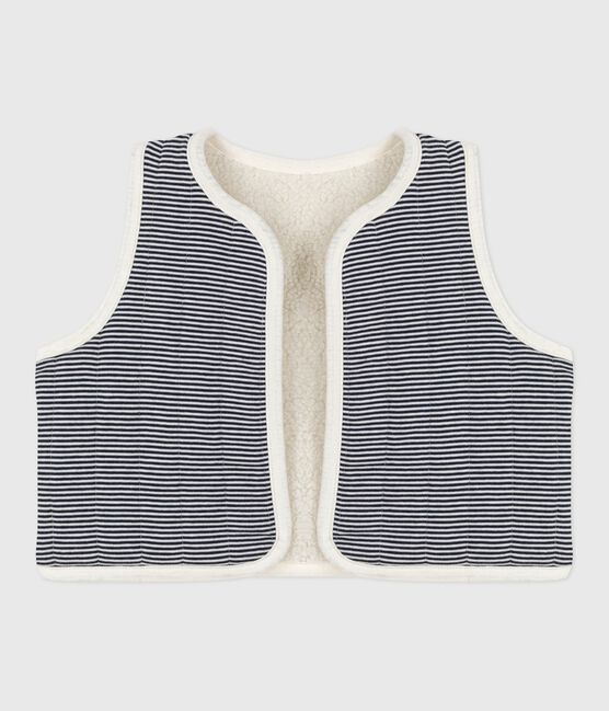 Gilet bébé en coton milleraies et sherpa sans manche MILK/ MULTICO