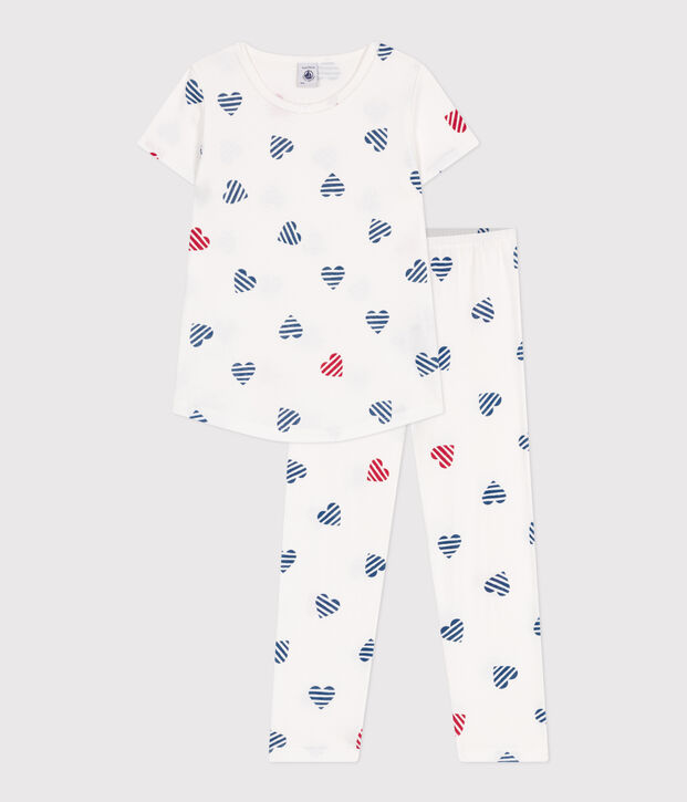 Katoenen kinderpyjama met bloemenprint wit/rood/multicouleur