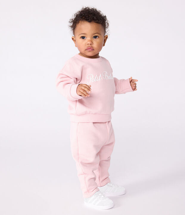Sweatshirt b&eacute;b&eacute; en coton brod&eacute; Petit Bateau rose clair