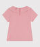 Katoenen T-shirt met korte mouwen en effen kraagje voor kinderen roze CHARME