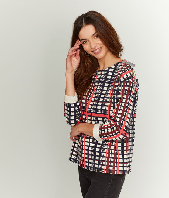 Marinièretrui met ruitjes vrouwen beige COQUILLE/wit MULTICO