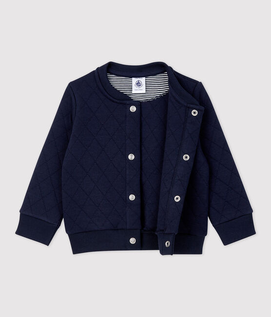 Babyvest in doorgestikte tubic blauw SMOKING