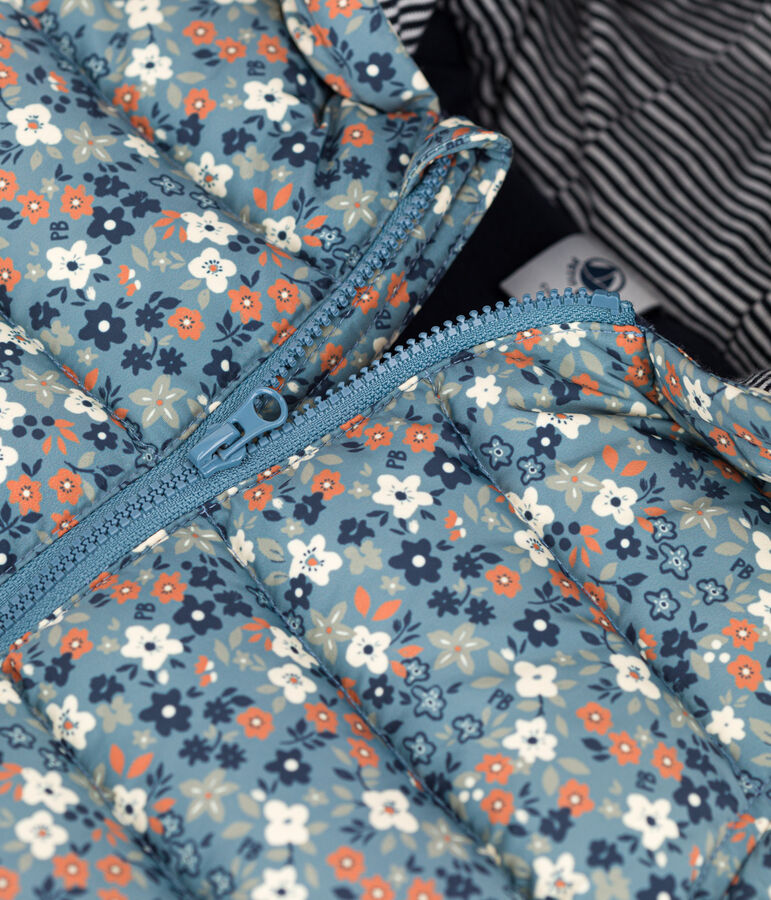 Gerecycleerde donsjas met print voor baby's blauw/multicouleur