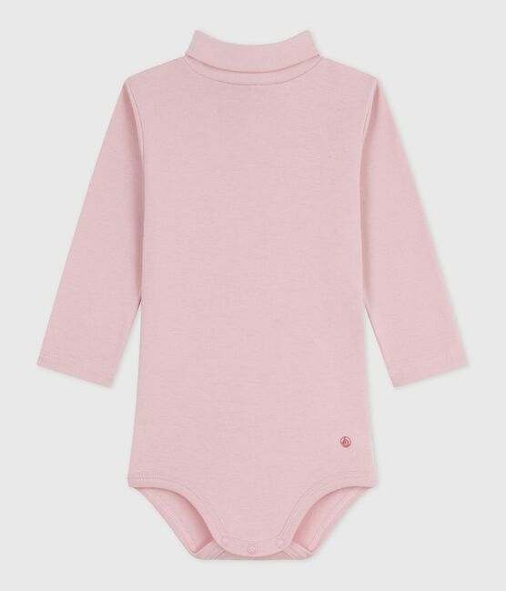 Body bébé col roulé en coton uni rose JOLI