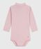 Body bébé col roulé en coton uni rose JOLI