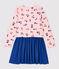Robe manches longues coton et tubique enfant fille blanc MARSHMALLOW/blanc MULTICO