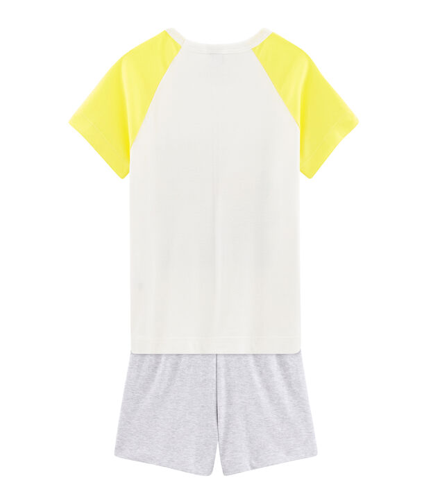 Korte pyjama van gebreide stof voor jongentjes wit/multicouleur