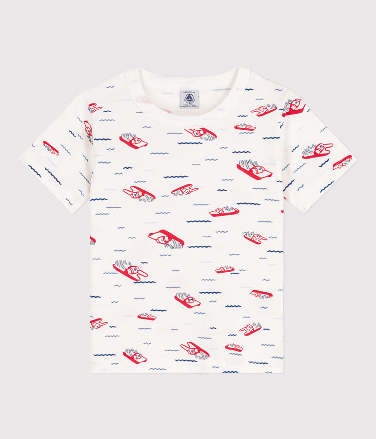 T-shirt met print en korte mouwen voor jongens wit/multicouleur