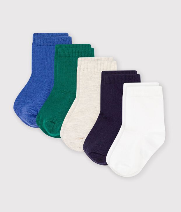 5 paires de chaussettes b&eacute;b&eacute; en coton unies multicouleur