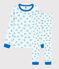 Pyjama snugfit imprimé tortues petit garçon-petite fille en coton blanc MARSHMALLOW/bleu COOL