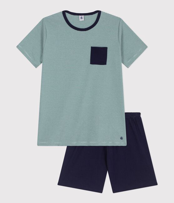 Pyjama short enfant en coton à rayures bleu SOIR/ MULTICO