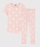 Pyjama rose à cœur petite fille en coton biologique rose MINOIS/blanc ECUME