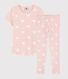 Pyjama rose à cœur petite fille en coton biologique