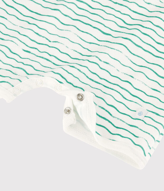 Combicourt vagues b&eacute;b&eacute; en coton blanc/vert