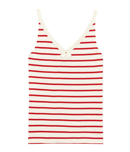 Hemdjes 100 jaar comfort vrouw beige COQUILLE/rood TERKUIT