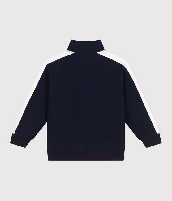 Effen katoenen sweatshirt met rits en opstaande kraag voor kinderen blauw SMOKING