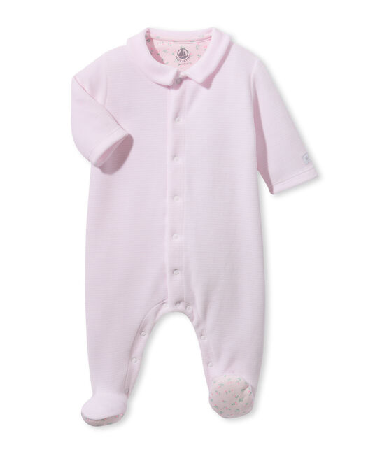 Dors bien bébé en velours rayé milleraies rose VIENNE/blanc ECUME