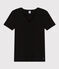 L'Iconique, T-shirt met korte mouw van effen ribstof voor dames zwart BLACK