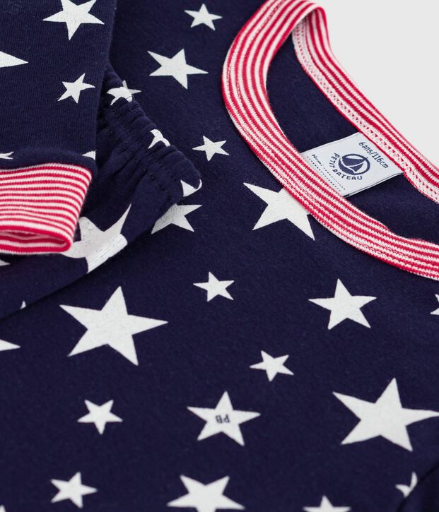 Kinderpyjama van katoen met sterrenprint, zeer getailleerd blauw/wit