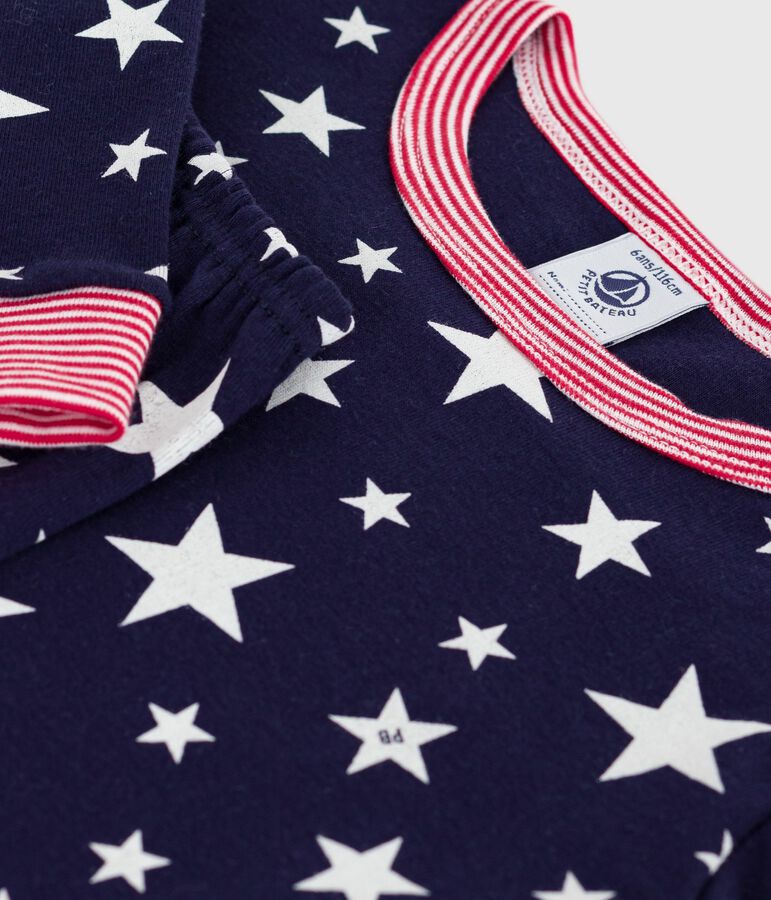 Kinderpyjama van katoen met sterrenprint, zeer getailleerd blauw/wit
