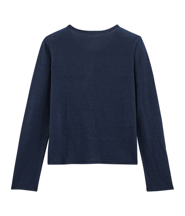 Vest met ronde hals in linnen. blauw