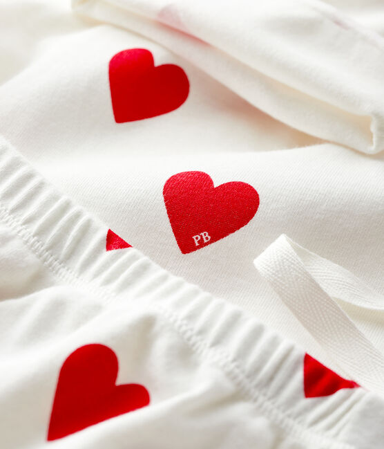 Geschenkset met rode hartjes van biologisch katoen voor baby's wit MARSHMALLOW/rood TERKUIT