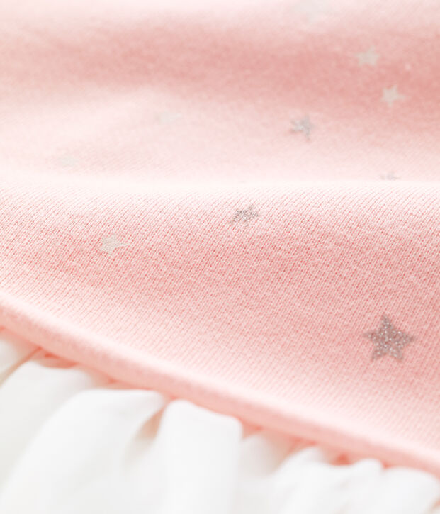 Babyjurk van molton. roze/wit
