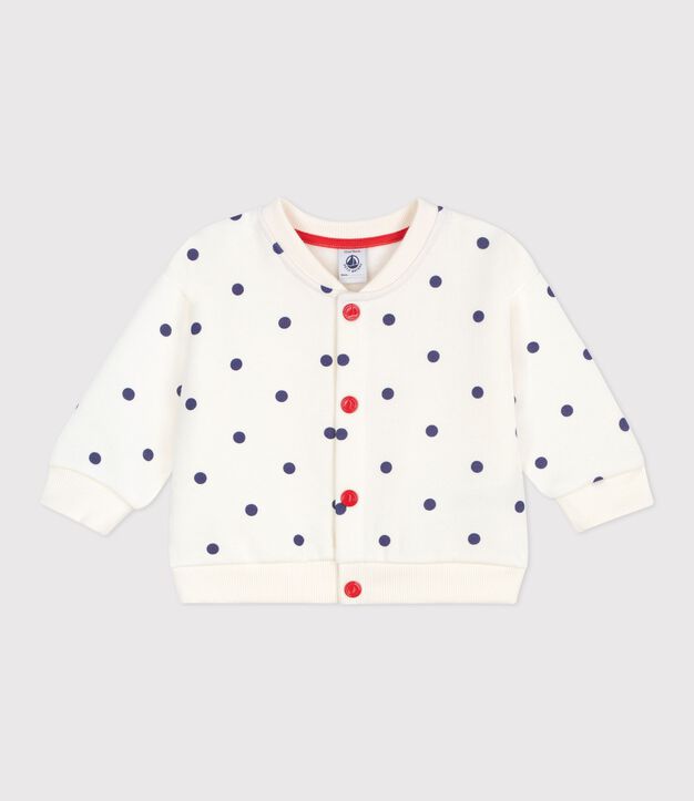 Katoenen babyjasje met stippenprint in collegestijl blauw/blauw