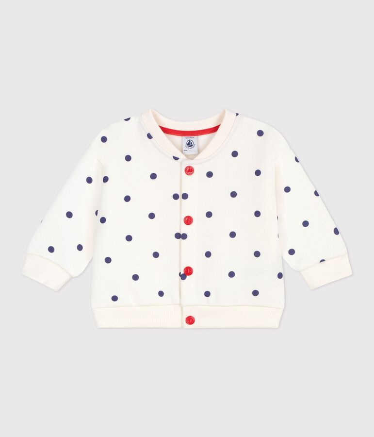 Veste teddy b&eacute;b&eacute; en coton, imprim&eacute;e &agrave; pois bleu/bleu